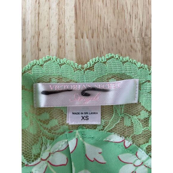 Victoria's Secret Women's Size XS Angel Slip Dress Green Pink Floral Satin - Picture 4 of 9